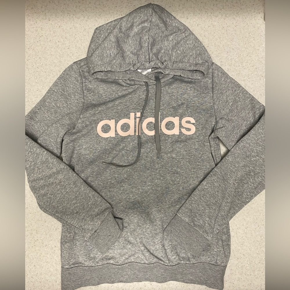 Adidas small grey and pink hoodie with hidden pouch